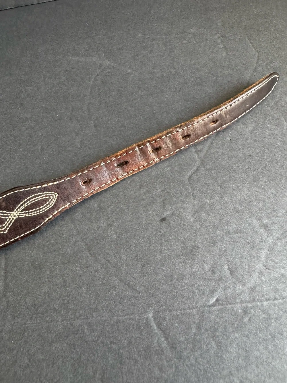 Vintage Brown Leather Belt Stitched Western Detail Unisex Womens Medium